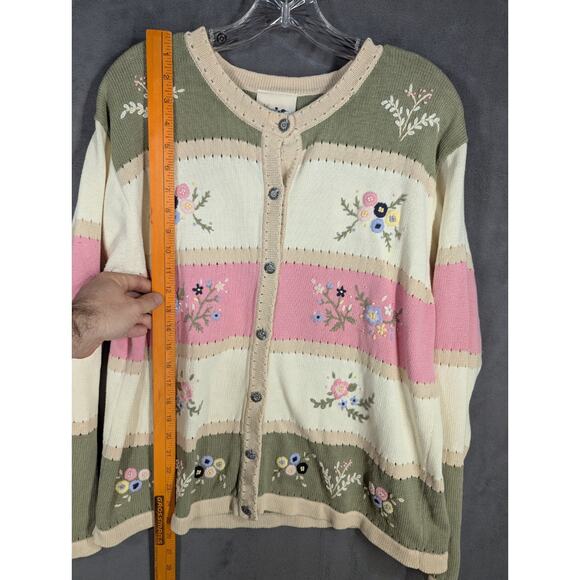 Northern Reflections Cardigan Womens Large Sweater Button Down Spring Floral - Picture 8 of 10